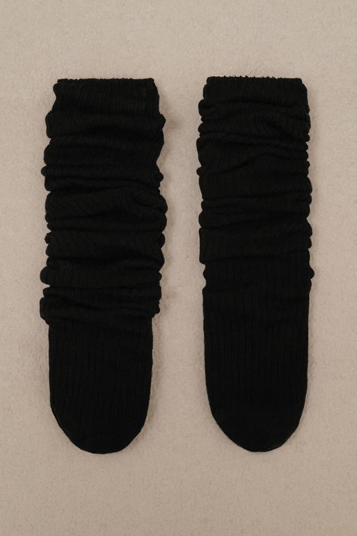 坑條堆堆膝上長筒襪