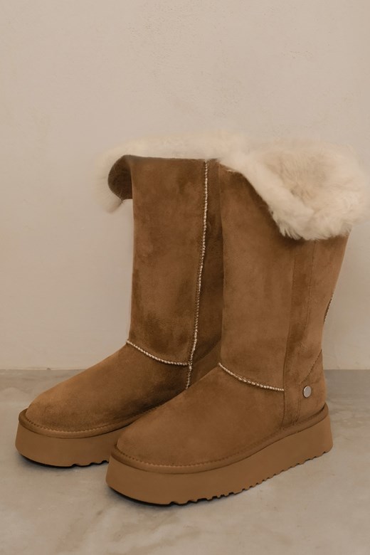 厚底毛毛高筒雪靴