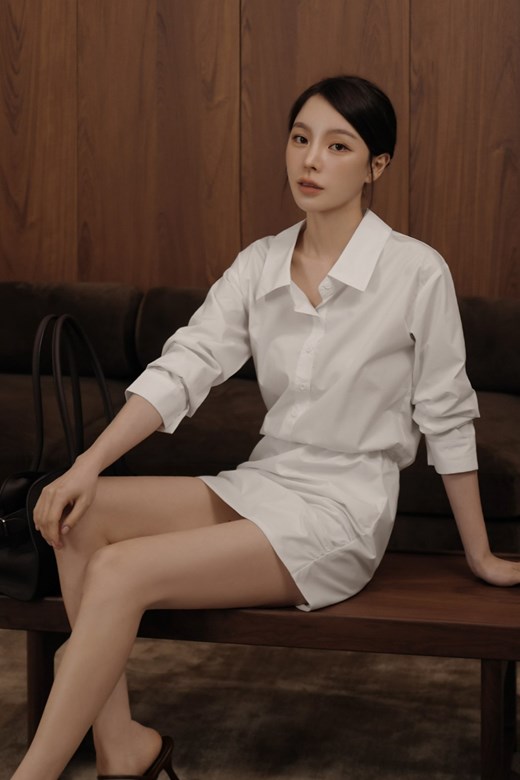 側抓皺襯衫短洋