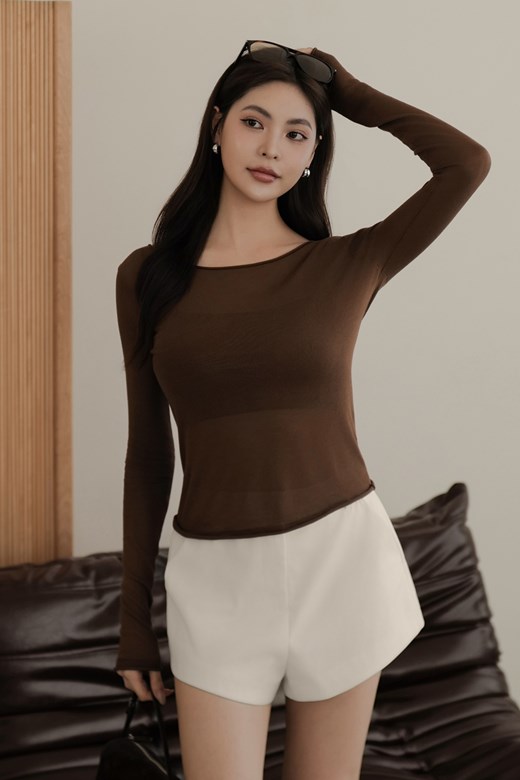 微透肌針織長袖上衣