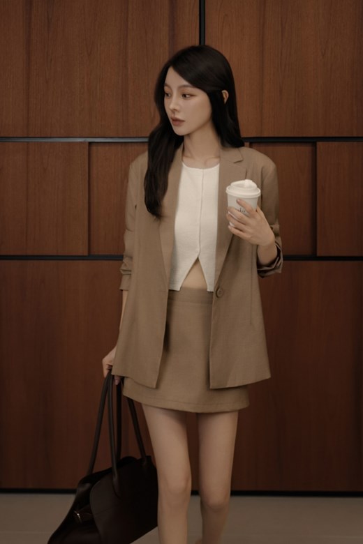 後開岔寬鬆西裝外套