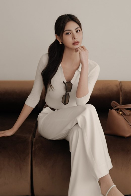 翻領七分袖針織上衣