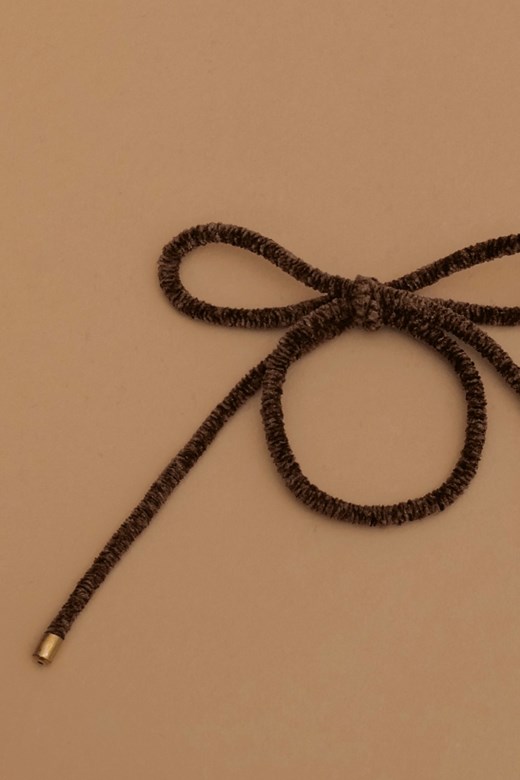 絨面蝴蝶結金釦髮圈