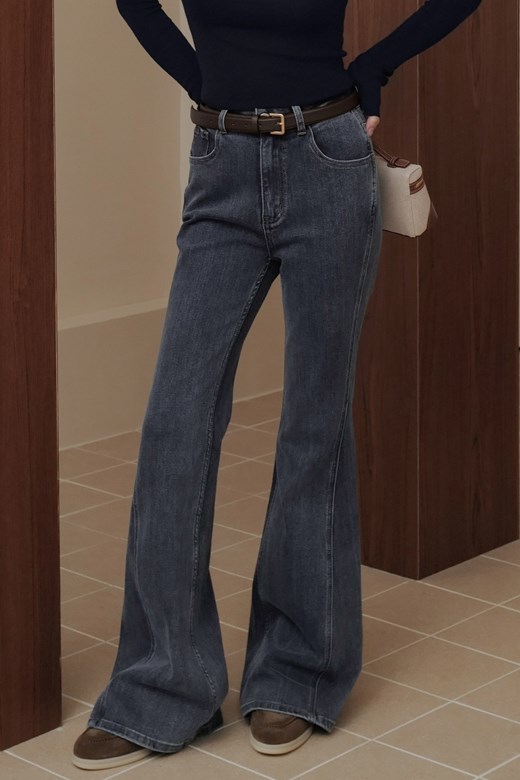 瘦瘦線彈力牛仔長腿褲