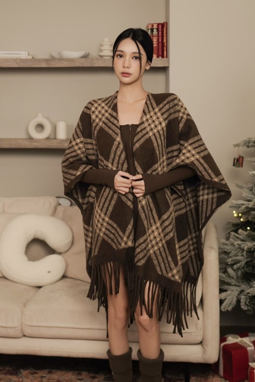 格紋羊毛大披巾