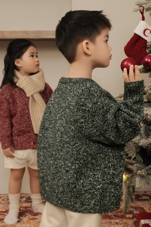 混色針織開釦外套(KID)