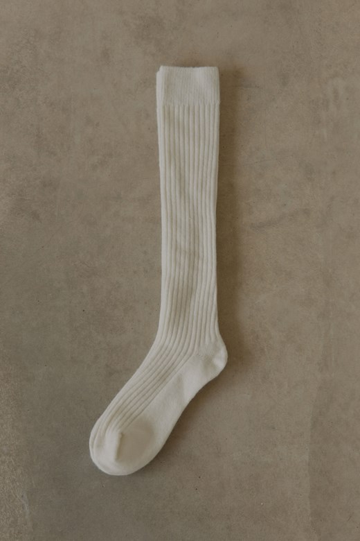 (KR)羊毛坑條及膝長襪