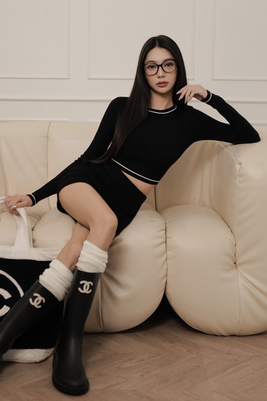 撞色針織打底長袖上衣