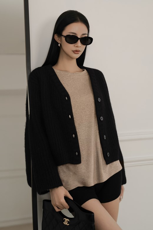 羊駝毛粗針開釦外套