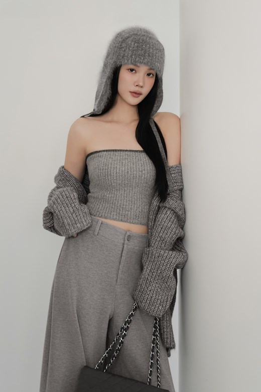 撞色針織平口背心