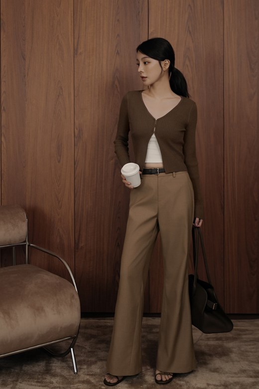 高腰壓線西裝長褲