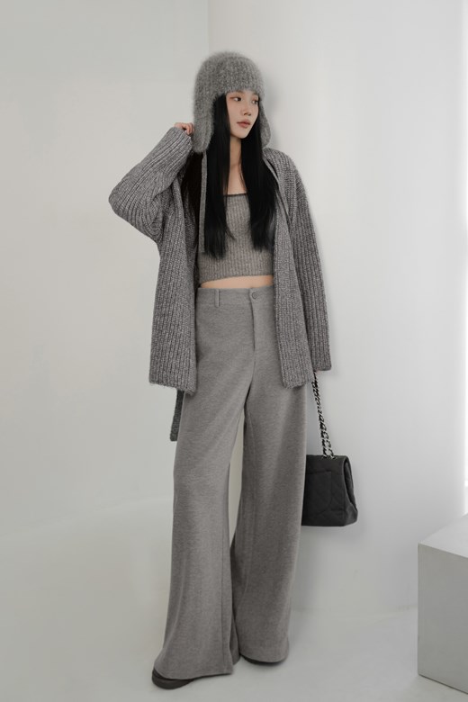 絨感坑條寬鬆長褲