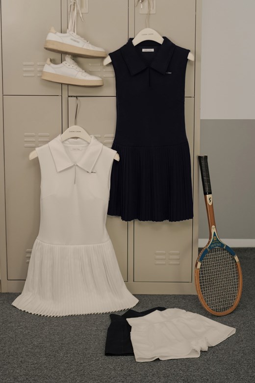 翻領拼接百摺BRA短洋