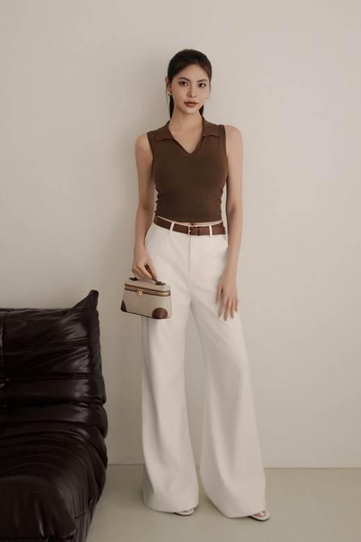 翻領彈力針織背心