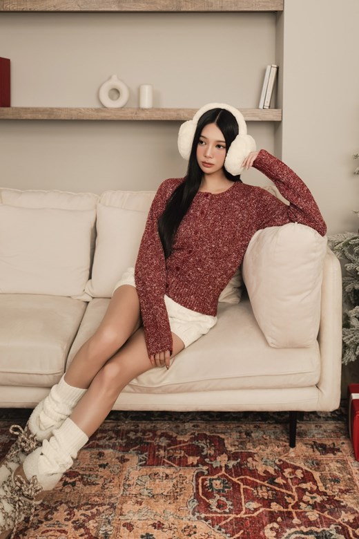 混色針織開釦外套