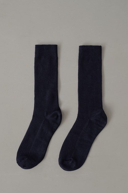 坑條棉質中筒襪