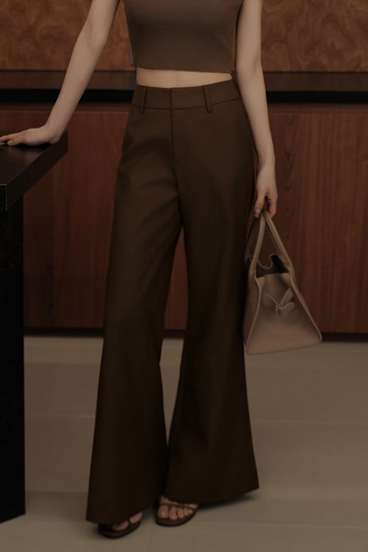 高腰壓線西裝長褲