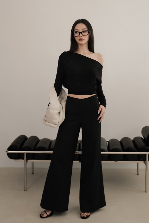 中低腰西裝微喇叭寬褲