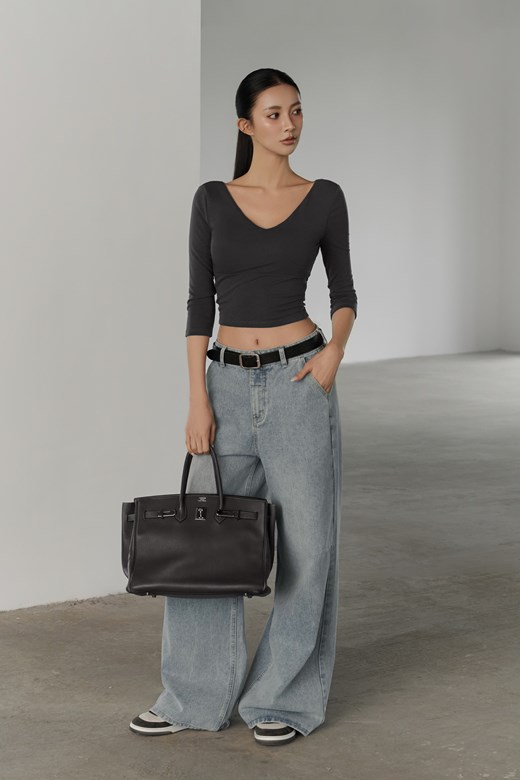 棉質V領七分袖BRATOP