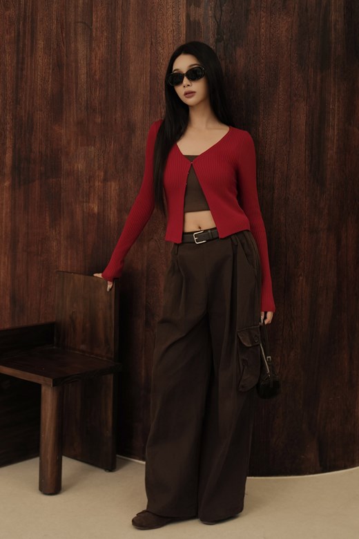 V領鉤釦針織開衫