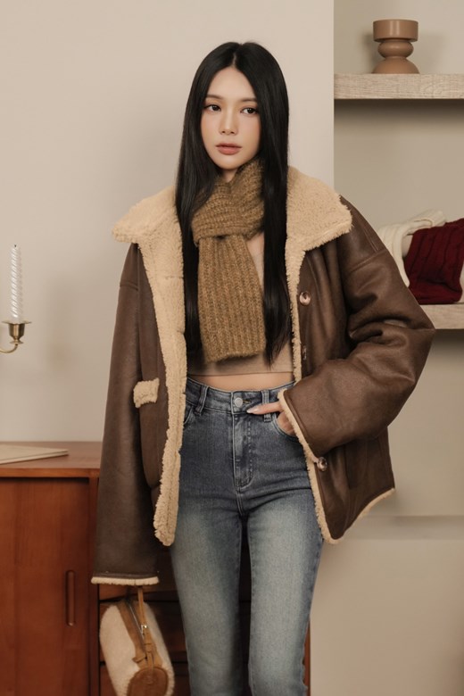 2WAY麂皮羊羔毛外套