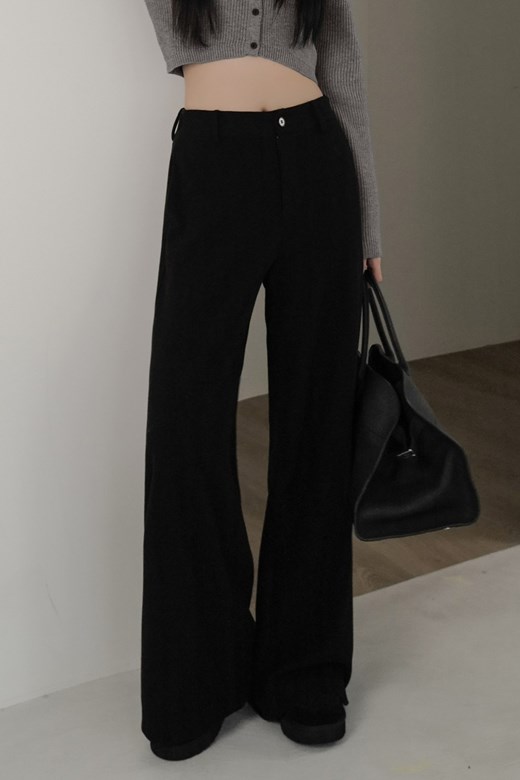 絨感坑條寬鬆長褲