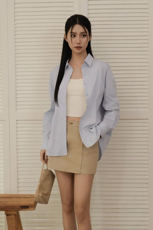 後壓摺寬鬆襯衫