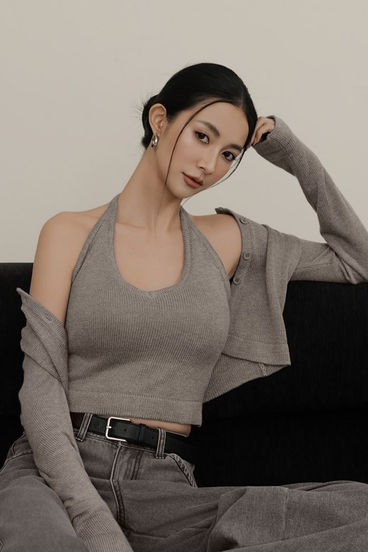 絲光針織綁帶繞脖BRATOP