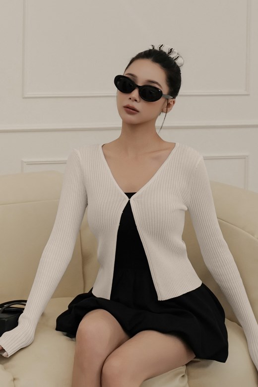 V領鉤釦針織開衫