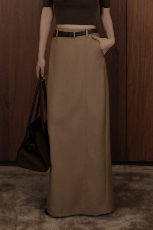 壓線開岔西裝長裙