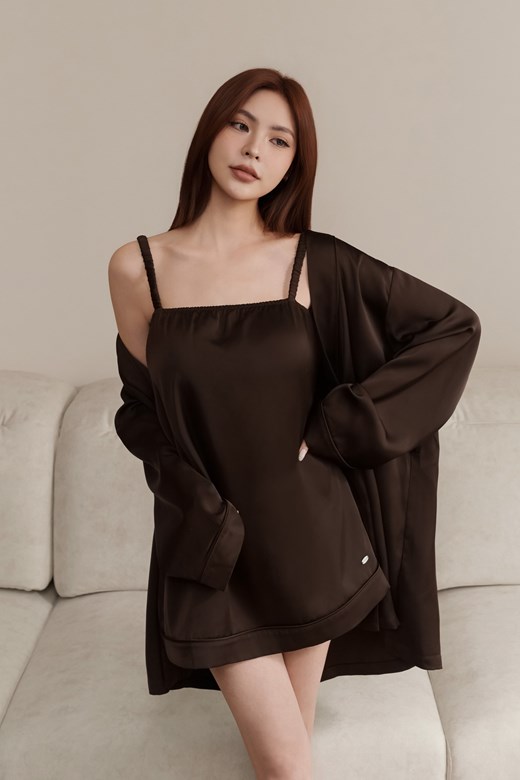 絲緞感綁帶罩衫丨BRA短洋套裝