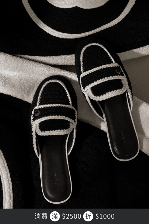 手工編織撞色穆勒鞋