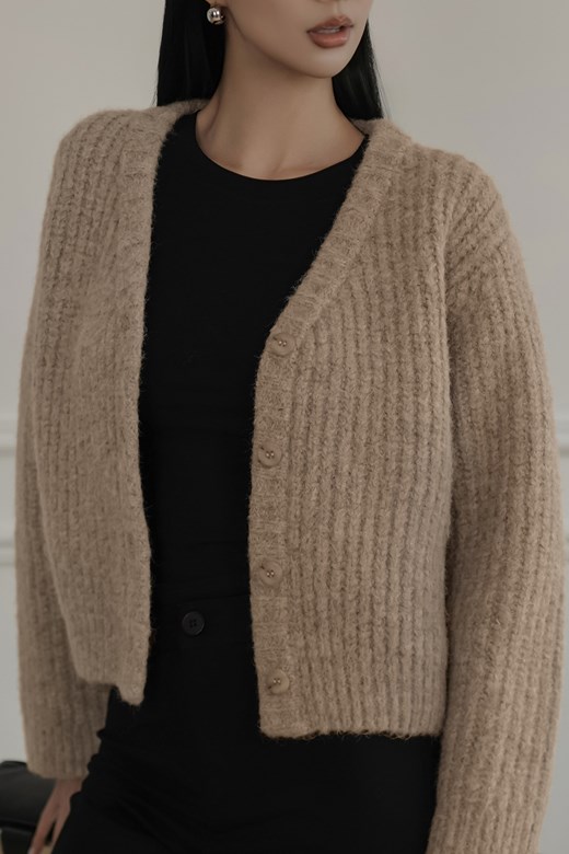 羊駝毛粗針開釦外套