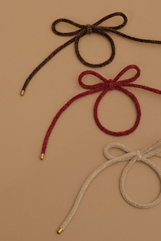 絨面蝴蝶結金釦髮圈