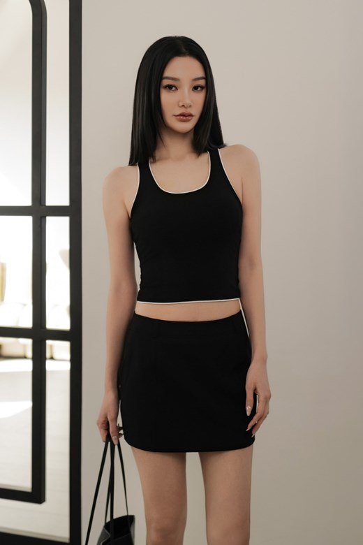 滾邊撞色削肩BRATOP