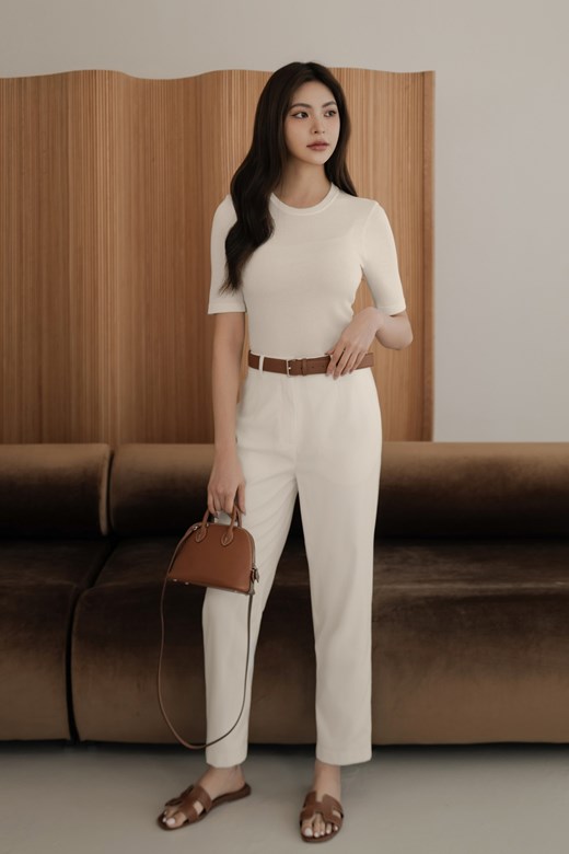 壓線西裝九分白褲