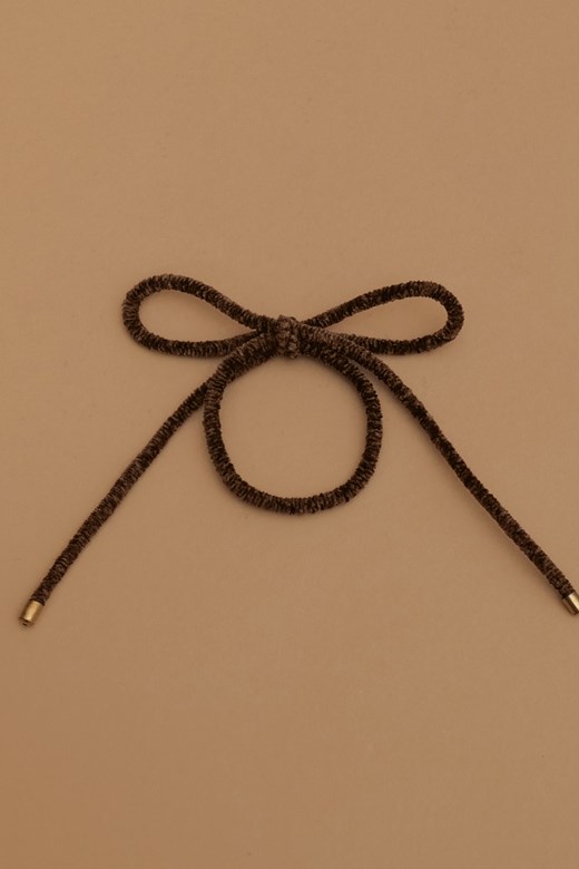 絨面蝴蝶結金釦髮圈