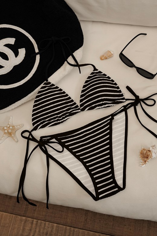 條紋彈力圈圈布BIKINI