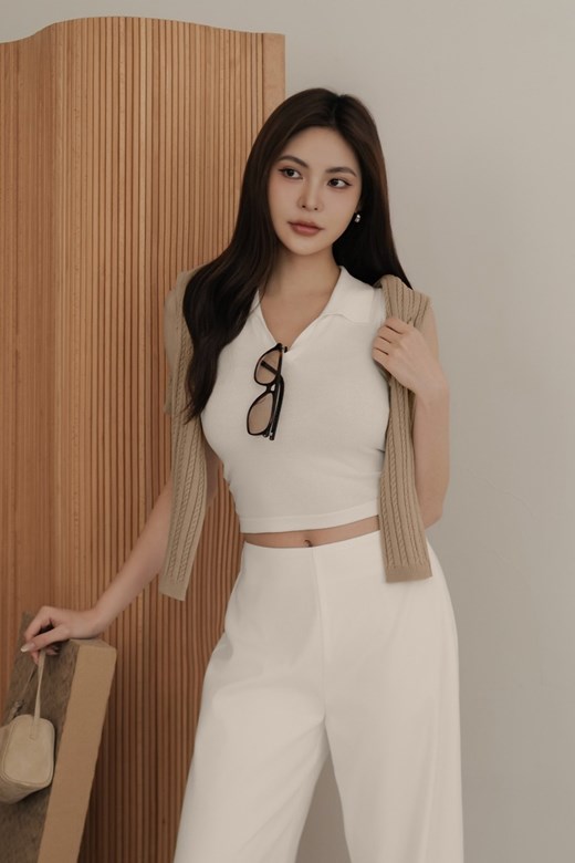 圓領麻花排釦開衫