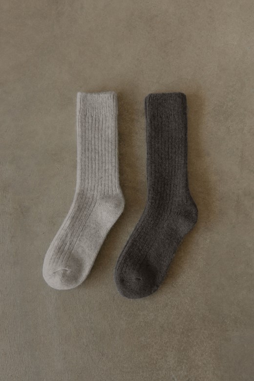 (KR)坑條中筒羊毛襪組