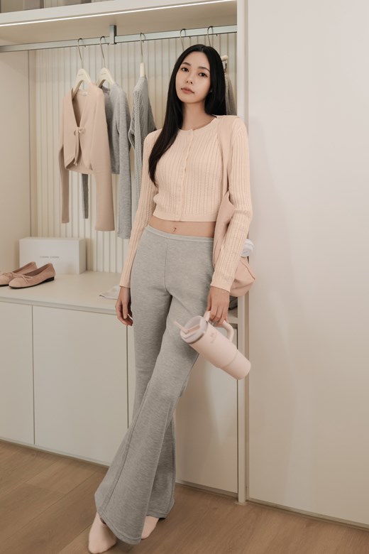 圓領麻花排釦開衫