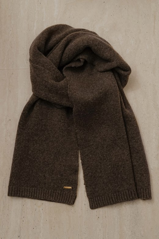 仿牛絨羅紋織邊圍巾