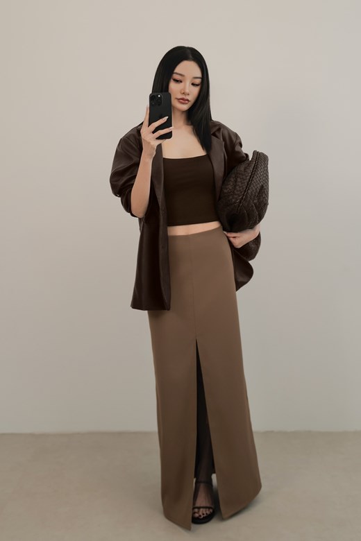2WAY開岔西裝長裙