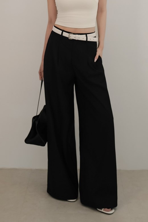 鉤釦打摺西裝寬褲