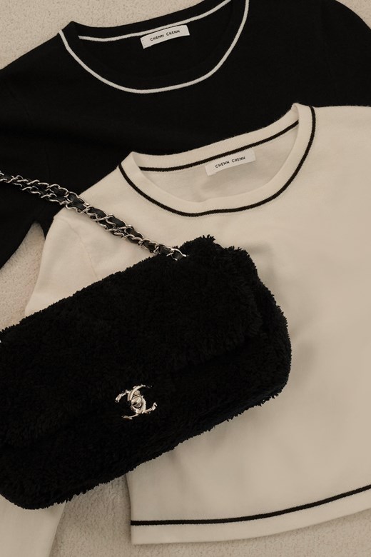 撞色針織打底長袖上衣