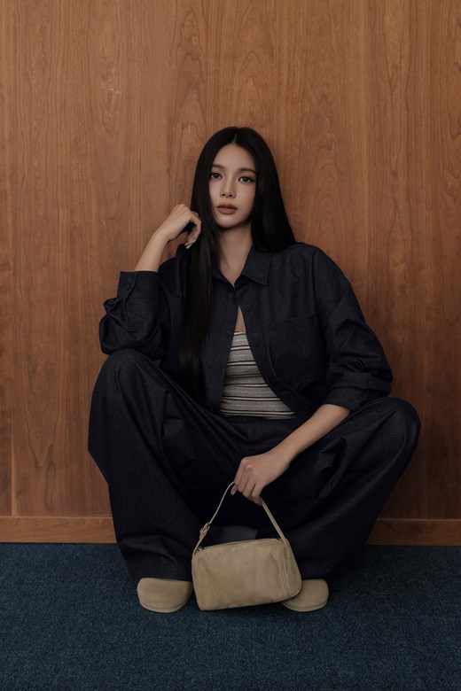 寬鬆口袋牛仔襯衫