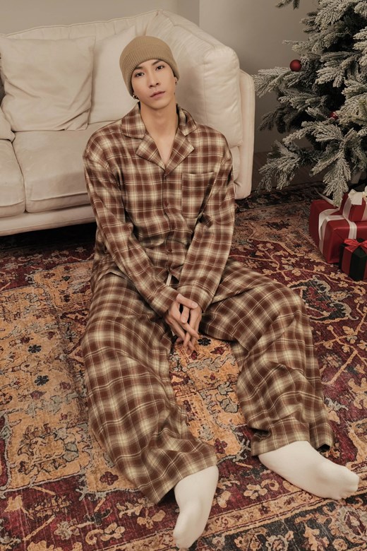 居家格紋長褲套裝(UNISEX)