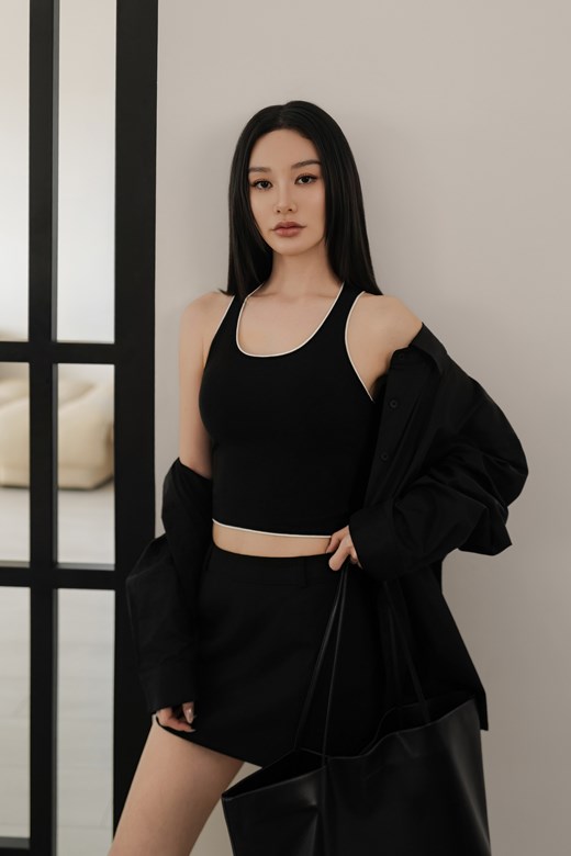 滾邊撞色削肩BRATOP