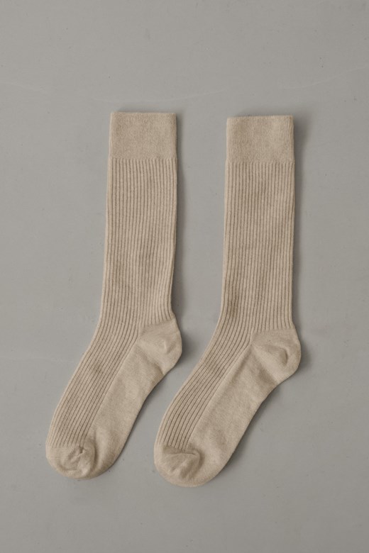 坑條棉質中筒襪