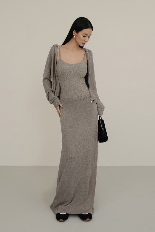 絲光針織傘擺長裙